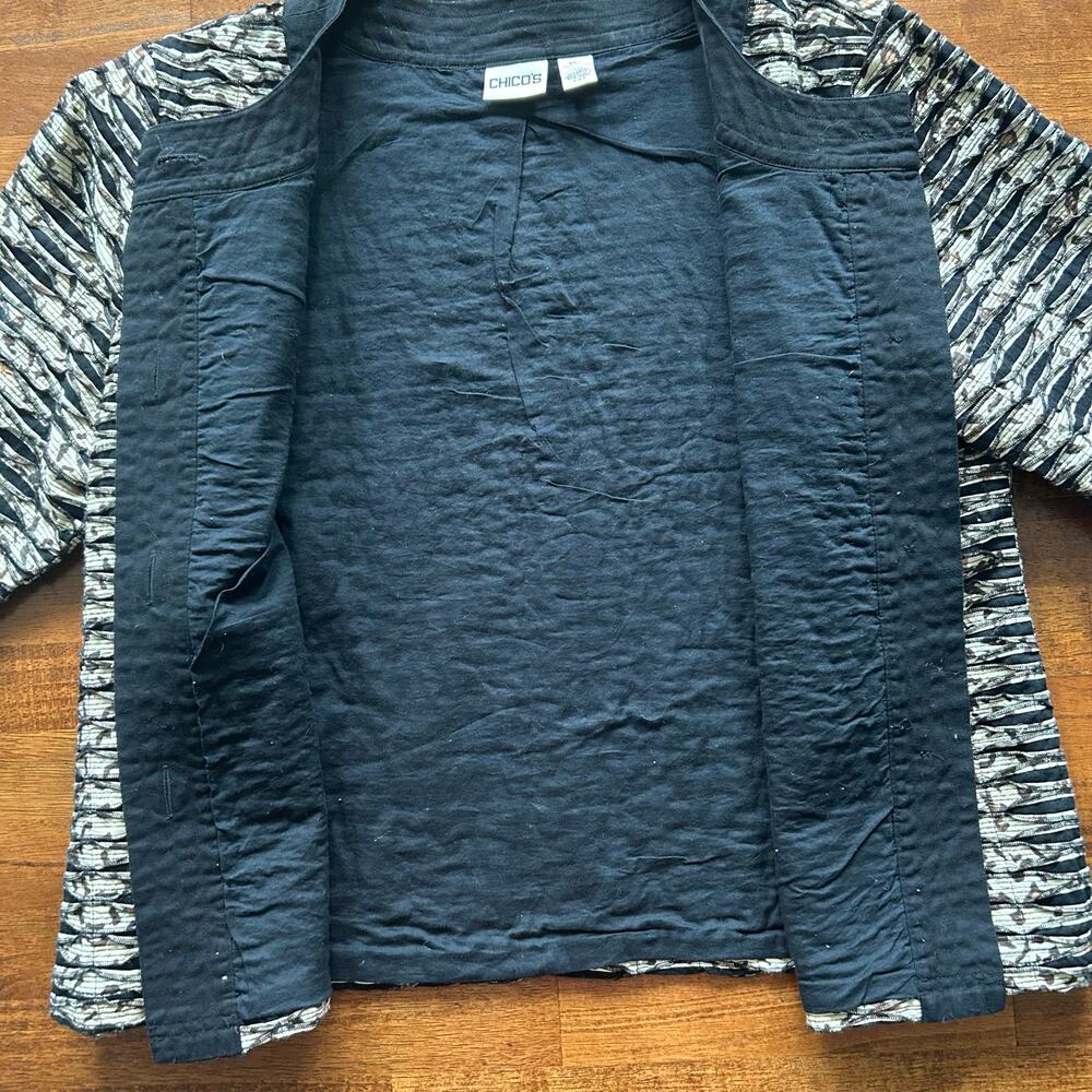 Chico’s Textured Cotton Jacket, Bold Layering Piece, Office Chic Statement Style - Picture 7 of 10